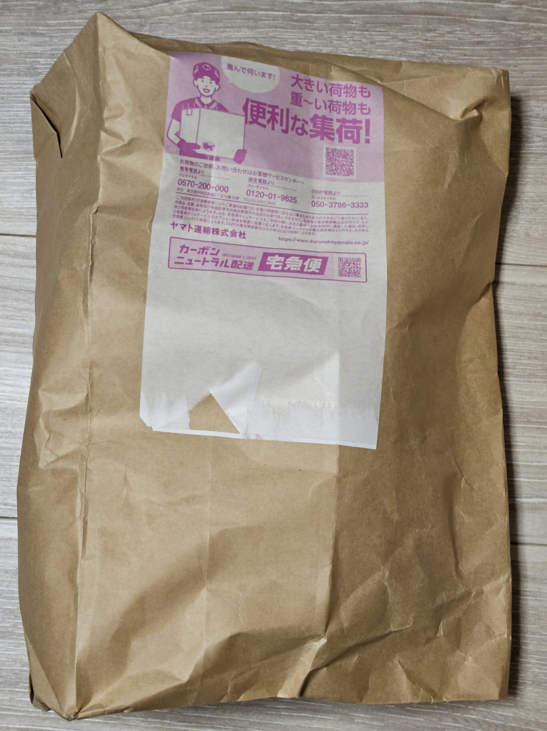 ダブルエー(7683)優待で注文したスニーカーの宅配用紙袋(ブランドロゴなし)